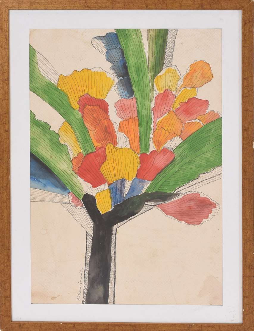 Aldemir Martins (1922-2006), Flores - Técnica mista nanquim e aquarela. Aldemir Martins (1922-2006), Flores - Técnica mista nanquim e aquarela.