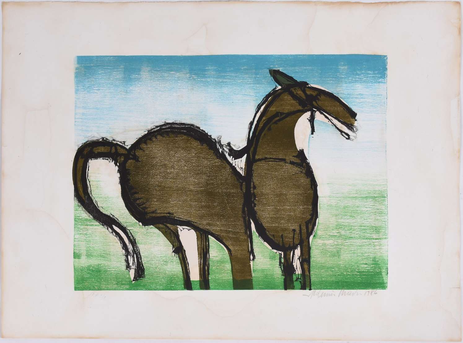 Aldemir Martins (1922-2006),  - Serigrafia PA, datado 1986, sem moldura (com mancha). Aldemir Martins (1922-2006),  - Serigrafia PA, datado 1986, sem moldura (com mancha).