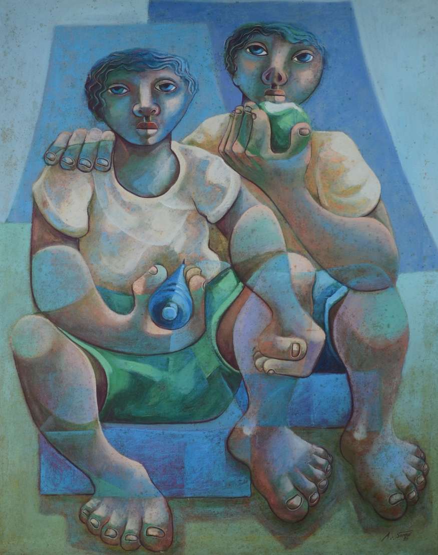 Adélio Sarro (1950), Doce Sabor da Infância - Óleo sobre tela. Datado 1988. Pontos de fungo. Adélio Sarro (1950), Doce Sabor da Infância - Óleo sobre tela. Datado 1988. Pontos de fungo.