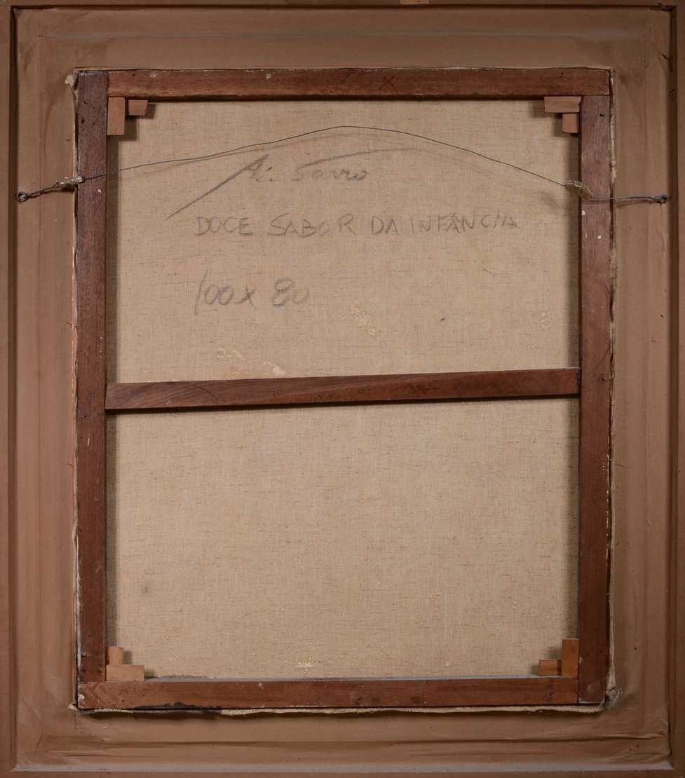 Adélio Sarro (1950), Doce Sabor da Infância - Óleo sobre tela. Datado 1988. Pontos de fungo. Adélio Sarro (1950), Doce Sabor da Infância - Óleo sobre tela. Datado 1988. Pontos de fungo.