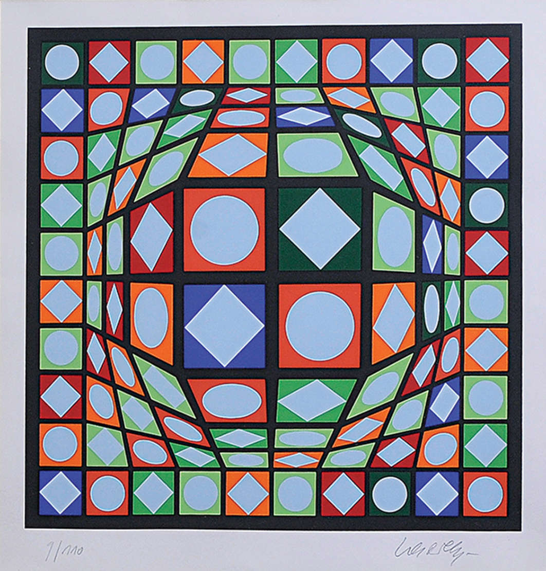 Victor Vasarely (1906-1997), Sem título - Serigrafia,
Ass. inf. direito
40 x 49  (medida interna) 
80 x 68  (medida externa)
Edição 9 de 110 Victor Vasarely (1906-1997), Sem título - Serigrafia,
Ass. inf. direito
40 x 49  (medida interna) 
80 x 68  (medida externa)
Edição 9 de 110