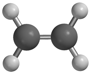 Eteno: hidrocarboneto do tipo Alceno.