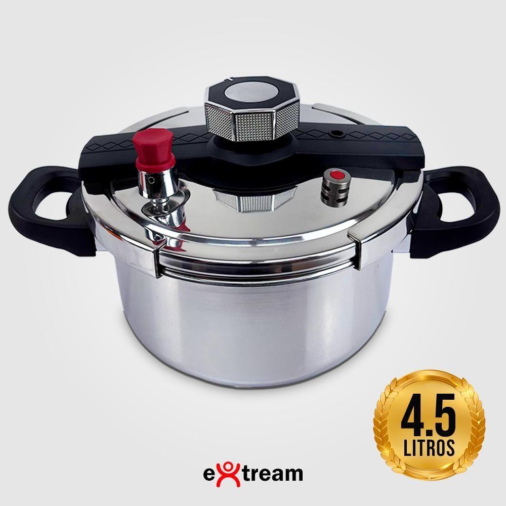 Panela de Pressão Inox SecureLock Pro Extream Indução e Gás - 4.5L 6.2L 8L Fechamento Externo