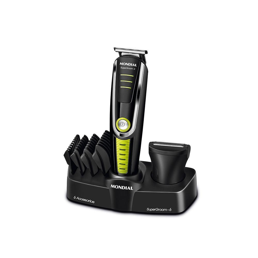 Aparador de Pelos Mondial Super Groom BG-04 6W 6 em 1 Preto - Bivolt