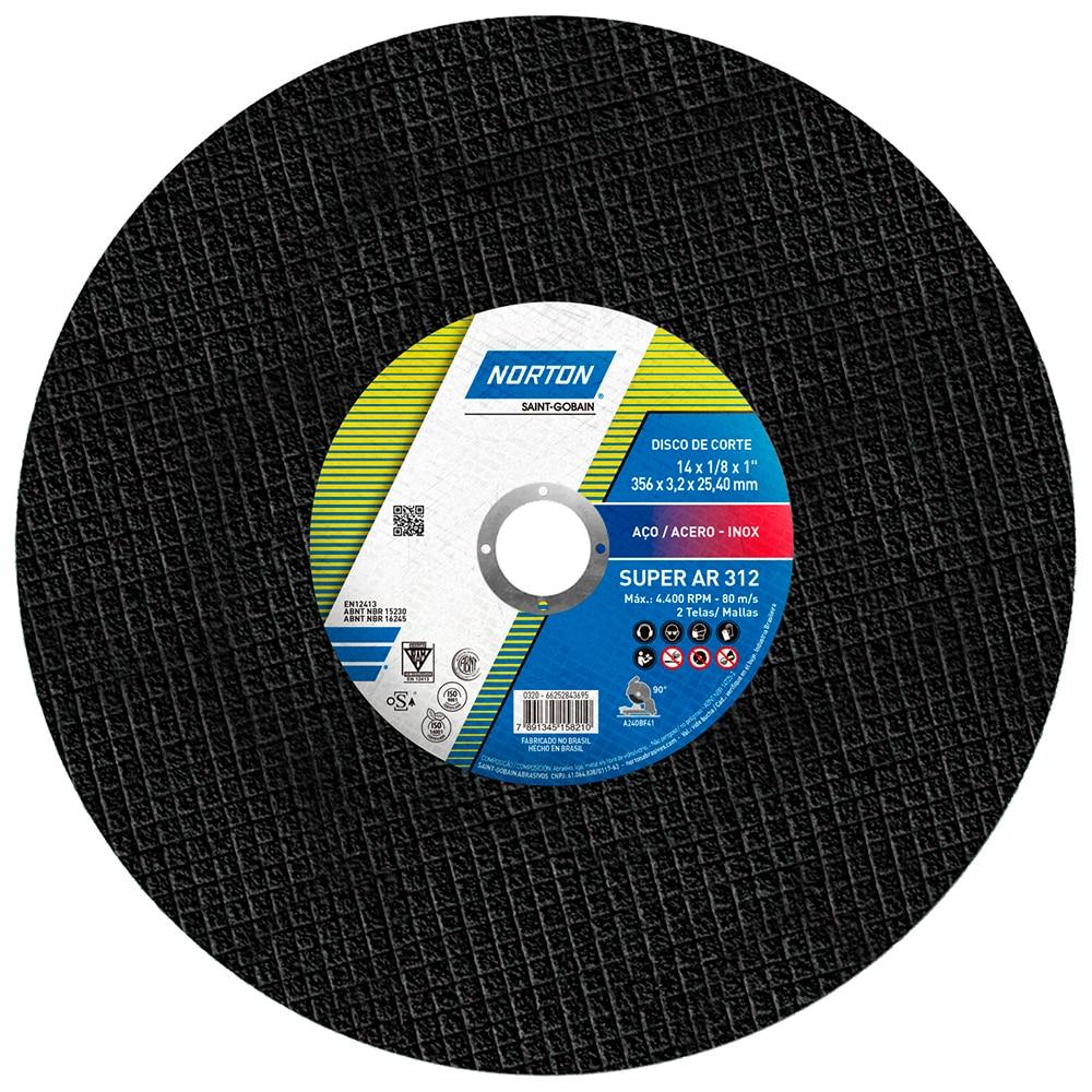 Disco de Corte 14 Pol Com 2 Telas e Furo 1 Pol AR312 NORTON