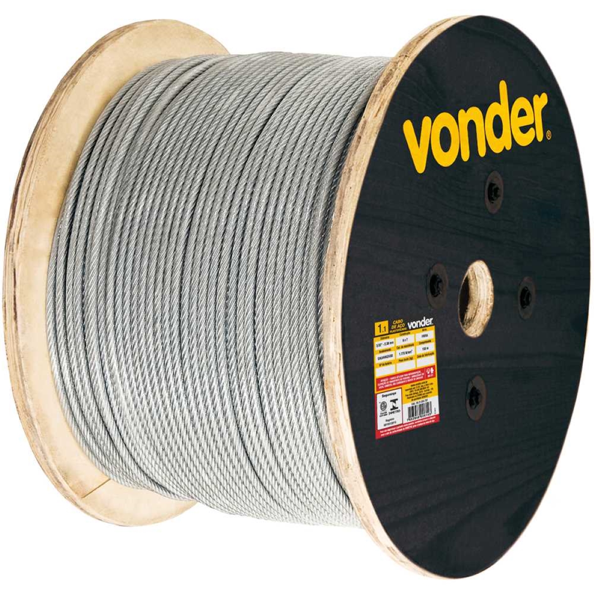 Cabo De Aço Af 3/32 Alma De Fibra 6x7 Galvanizado Plastific