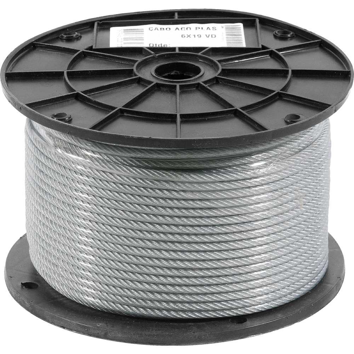 Cabo Aço Af 3/16 Alma Fibra 6x19m Galvanizado Plastif Vonder