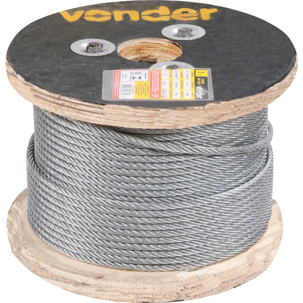 Cabo de aço af 1/4" alma de fibra 6x7 galv c/ 100m Vonder