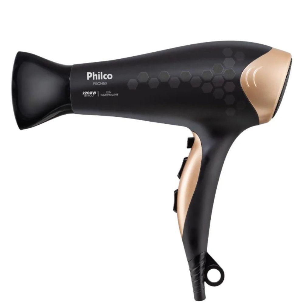 Secador de Cabelo Philco Íons Tourmaline Preto 2200W  2 Velocidades PSC2450 - Bivolt