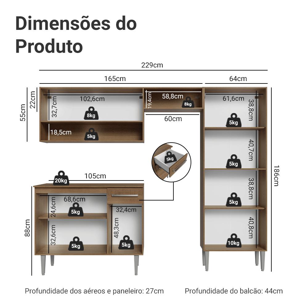 Cozinha Compacta Pop Com Armário e Balcão Madesa Emilly
