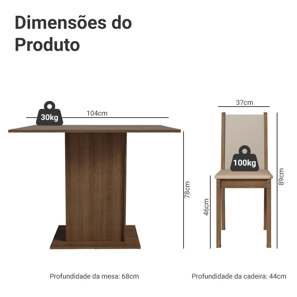 Conjunto Sala de Jantar Madesa Talita Mesa Tampo de Madeira 4 Cadeiras