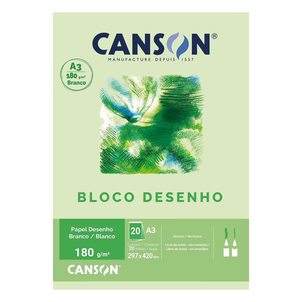 Bloco Desenho A3 180g 29,7x42cm 20 Fls Branco Canson