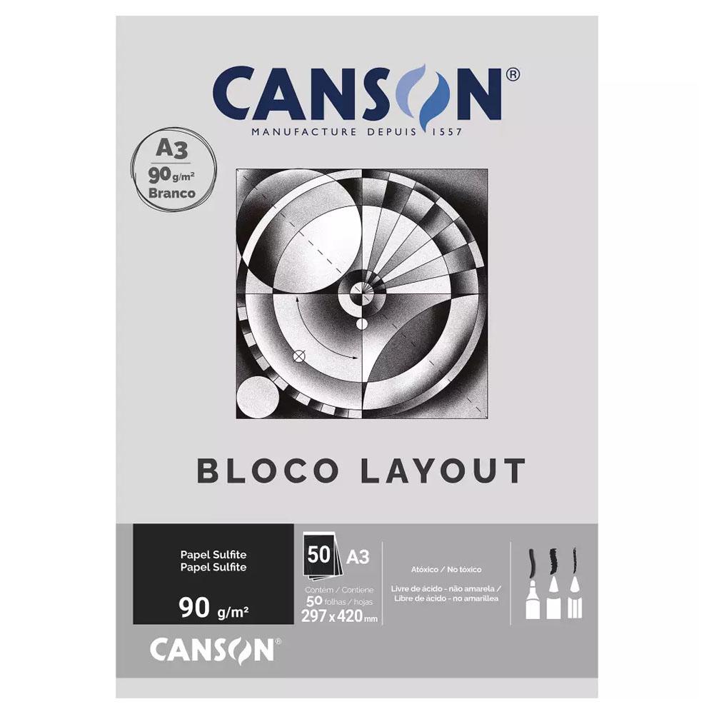 Bloco Papel Sulfite Layout A3 90g 29,7x42cm 50 Fls Canson