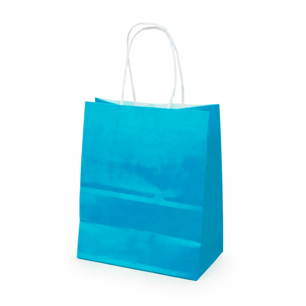 Sacola de Papel 14x8x16cm Pequena 10 Unidades Azul Bebê Lelu