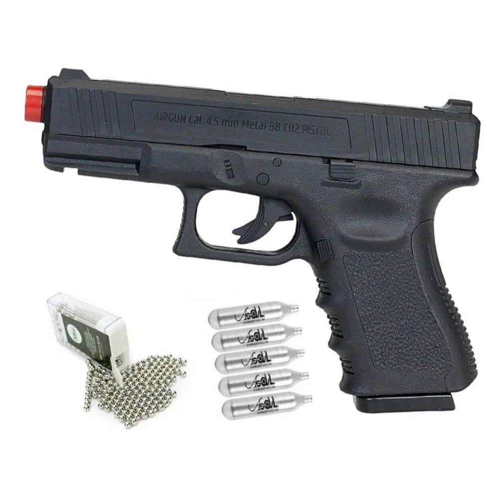 Pistola de Pressão GK G11 Rossi 4.5mm G19 NBB + CO2 + BBs