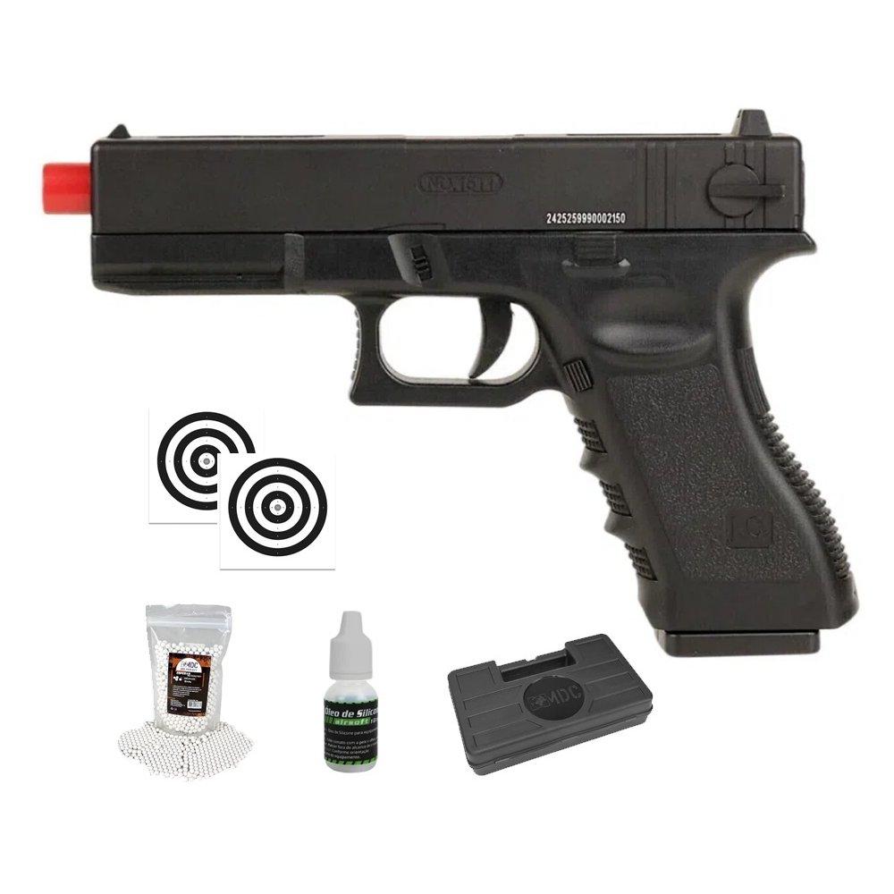 Pistola Airsoft GK CBT G17 Slide Metal Spring 6mm + Kit