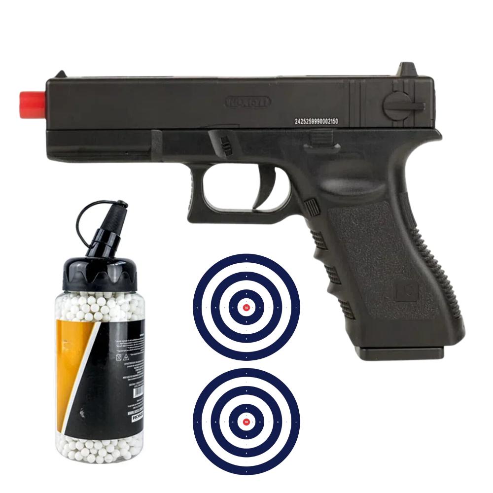 Pistola Airsoft GK CBT G17 Slide Metal Spring 6mm + Itens