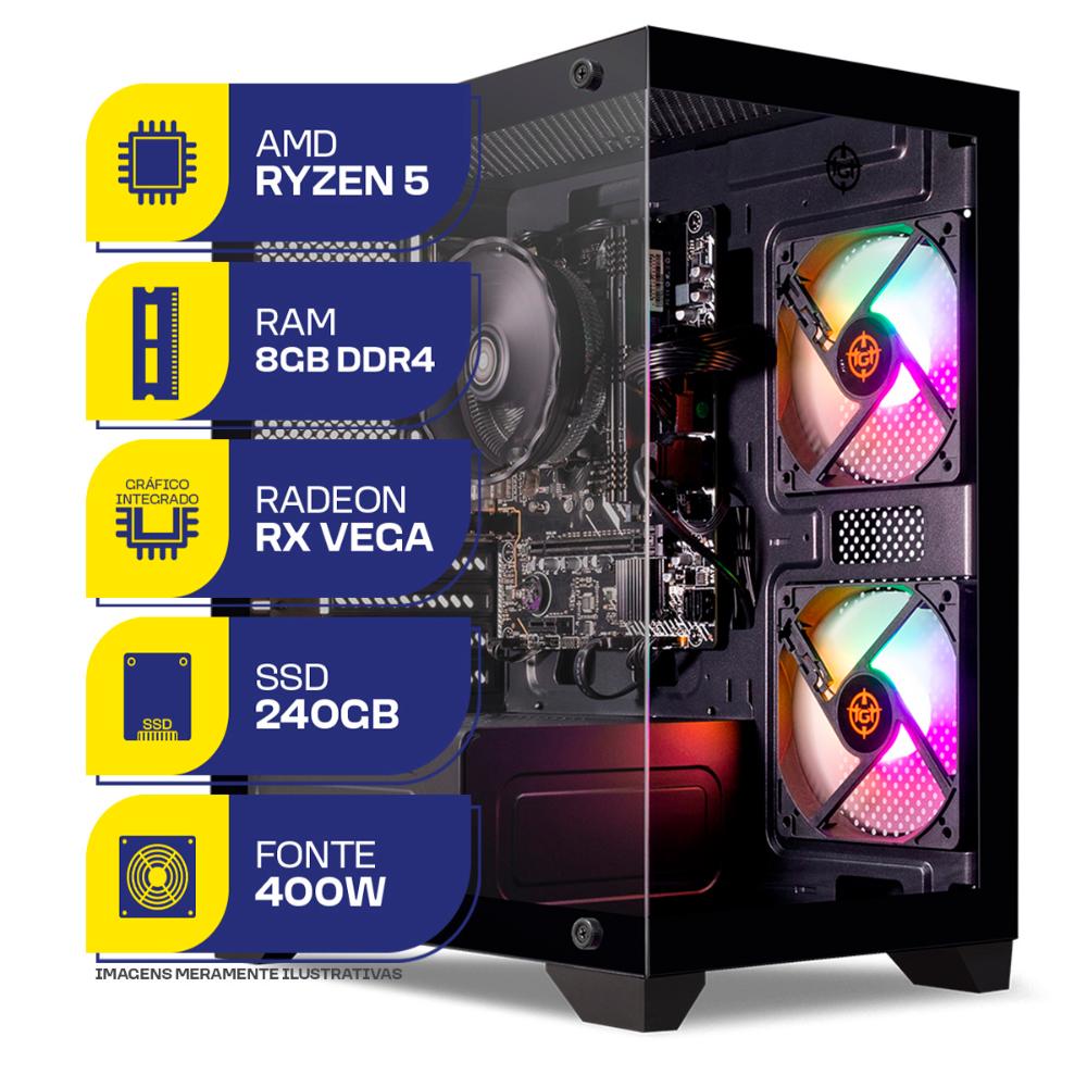 PC Gamer MCL, AMD Ryzen 5 3400G, 8GB DDR4, SSD 240GB