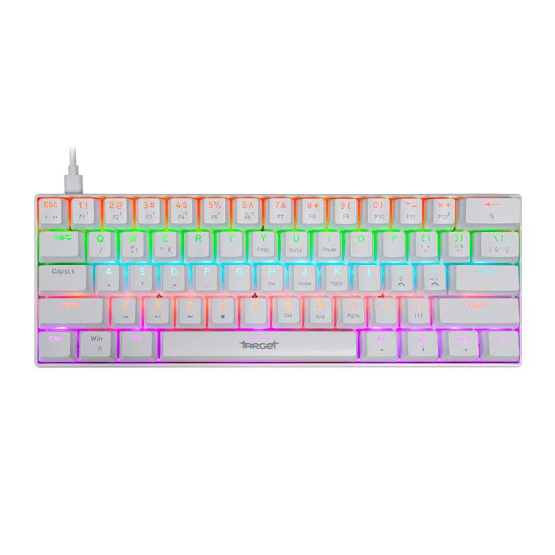Teclado Mecanico TGT Sherman Compacto V2, Rainbow, ABNT2, Switch Huano Azul, Branco, TGT-SHCPTW-RBW02