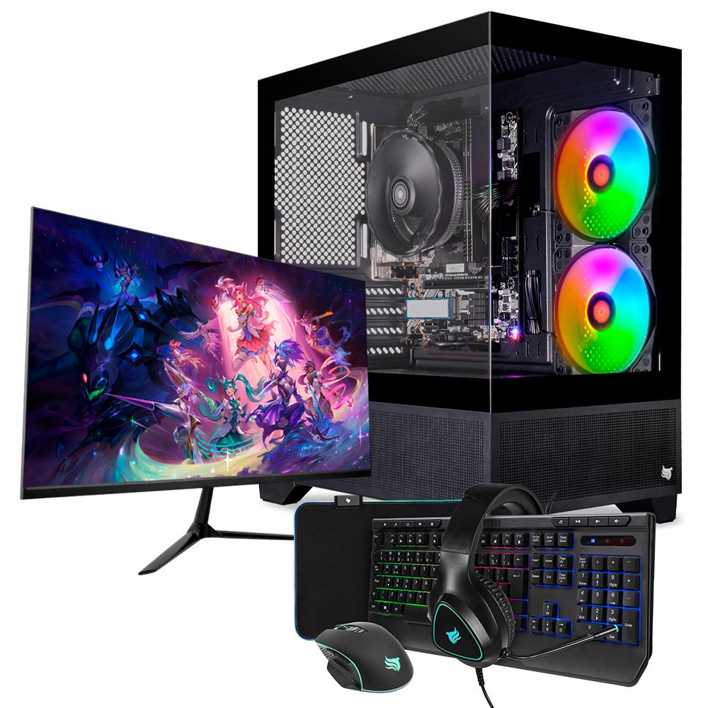 PC Gamer Completo MCL, AMD RYZEN 5 3400G, 16GB DDR4, SSD 480GB, 400W 80 Plus, Combo de Periféricos, Monitor 21