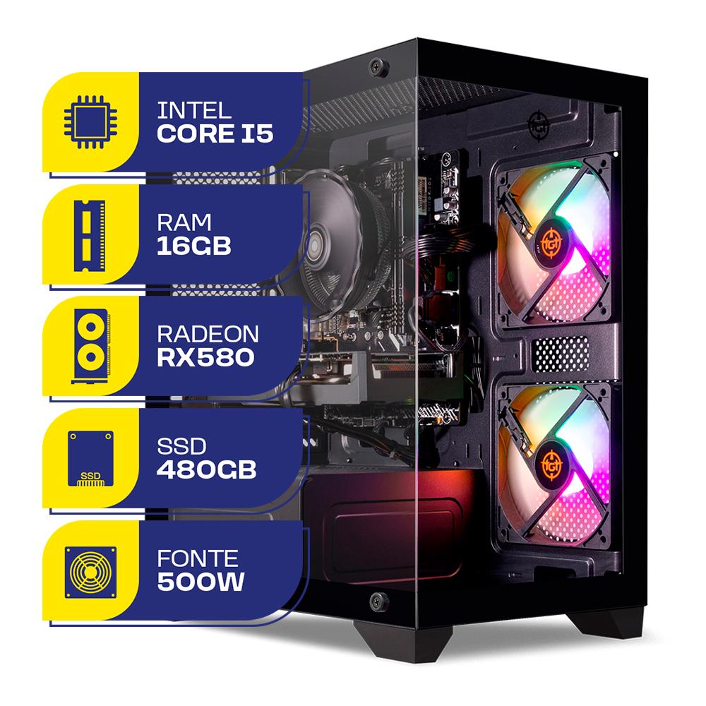 PC Gamer MCL, Intel Core i5, RX 580 8GB, 16GB DE RAM, SSD 480GB, 500W 80 Plus