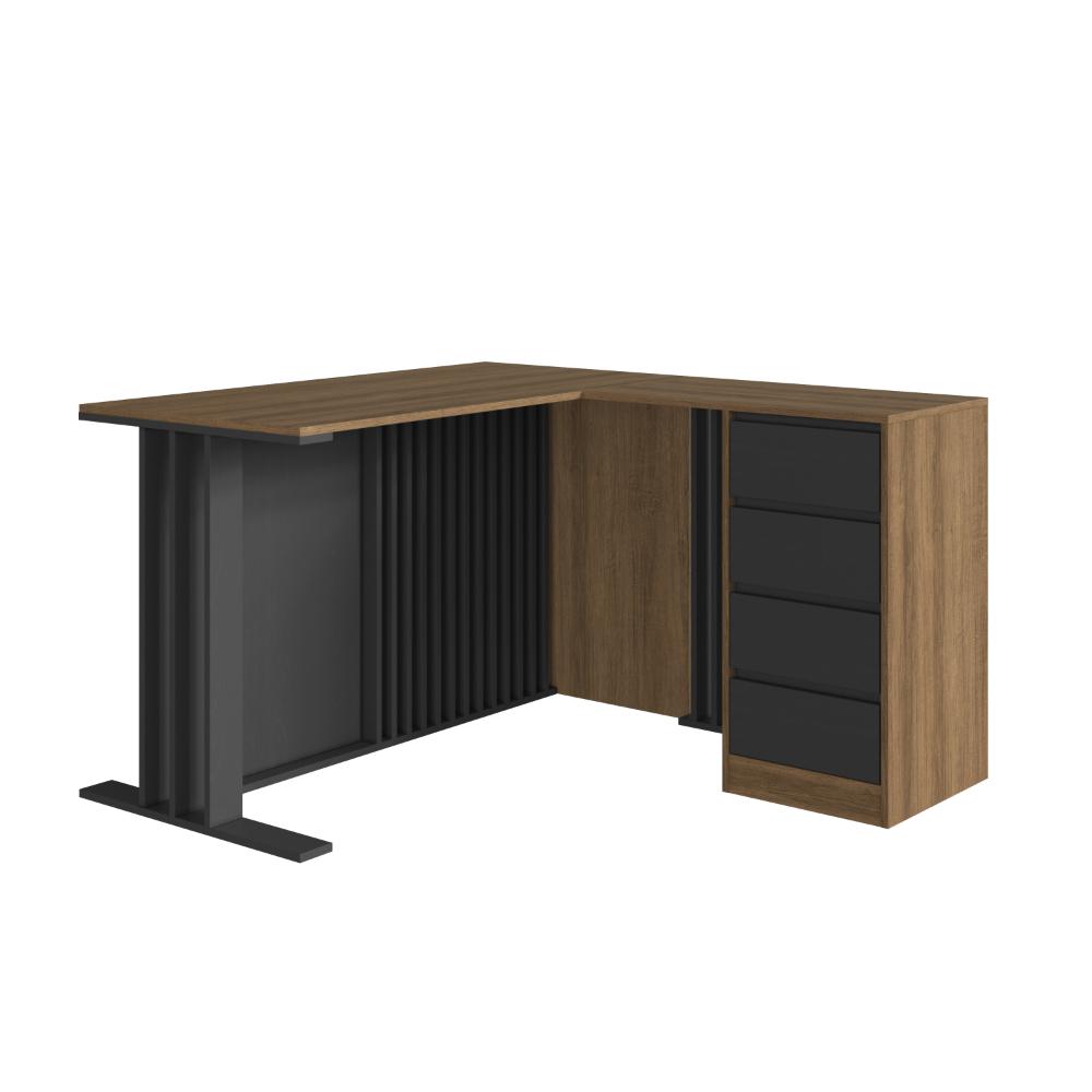 Mesa Escrivaninha de Escritório em L com 4 Gavetas 130x120x7