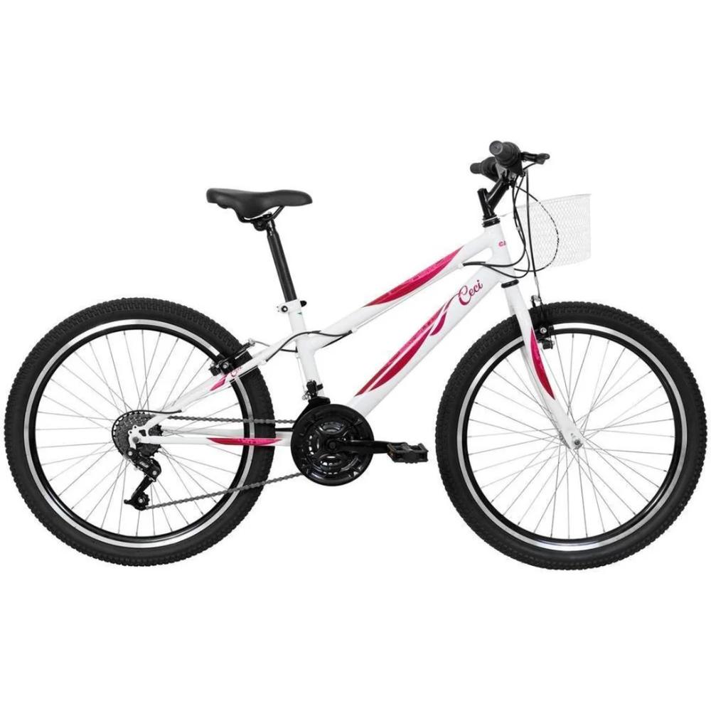 Bicicleta Aro 24 Infantil Caloi Ceci Branca 21 Marchas