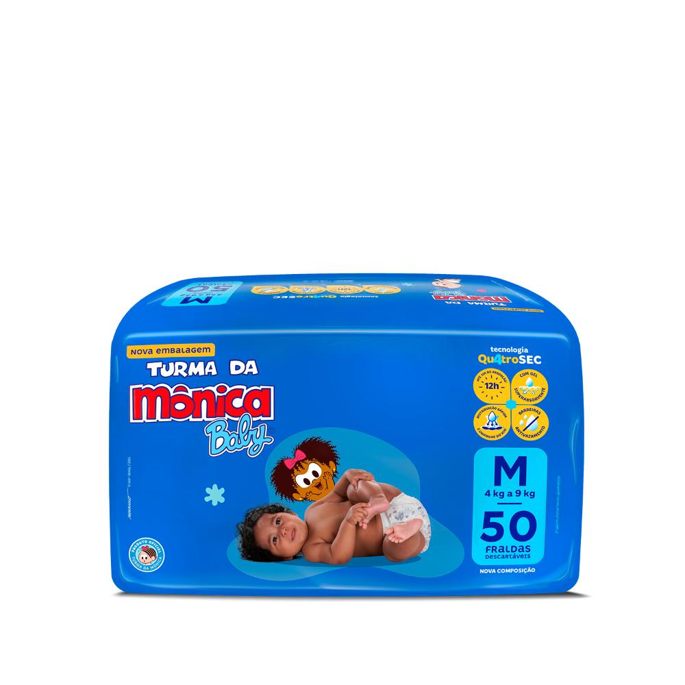 Fralda Turma da Mônica Baby Mega M com 50un