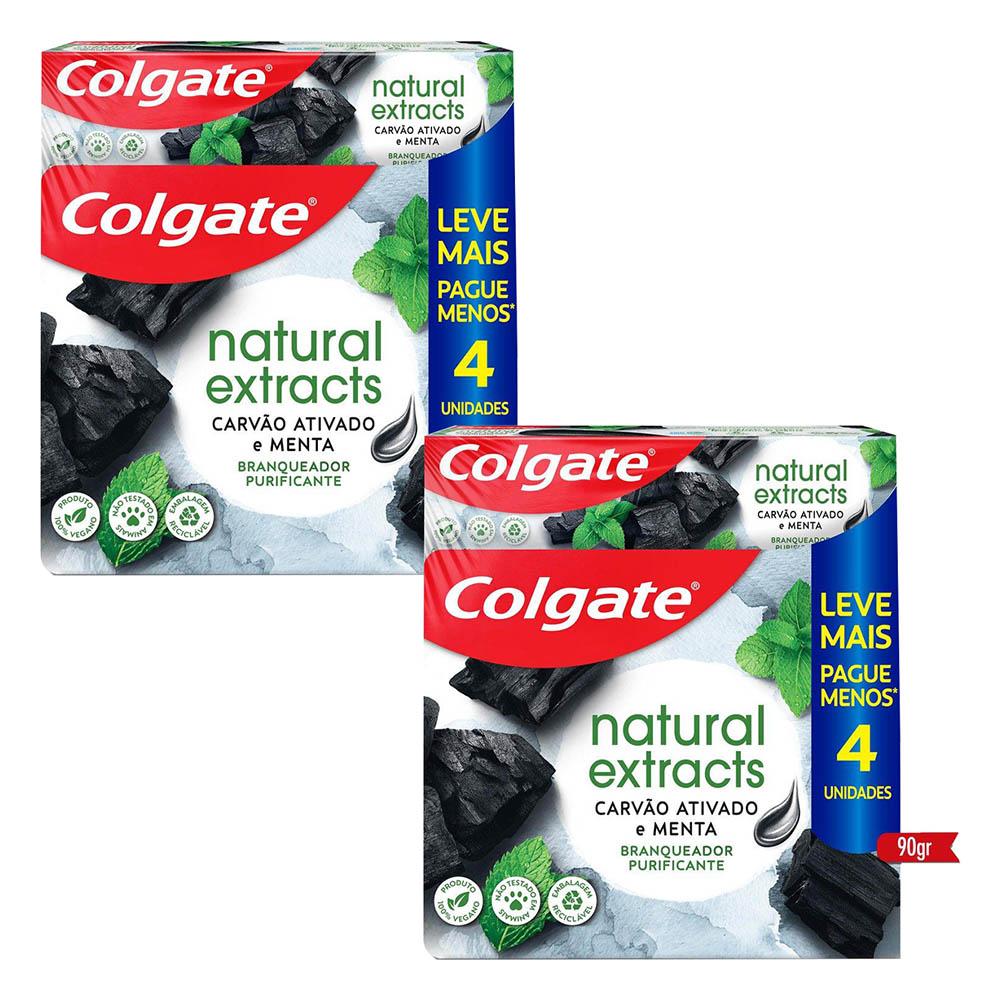 Creme Dental Colgate Natural Extracts Carvão Ativado e Menta 4 unid 90g