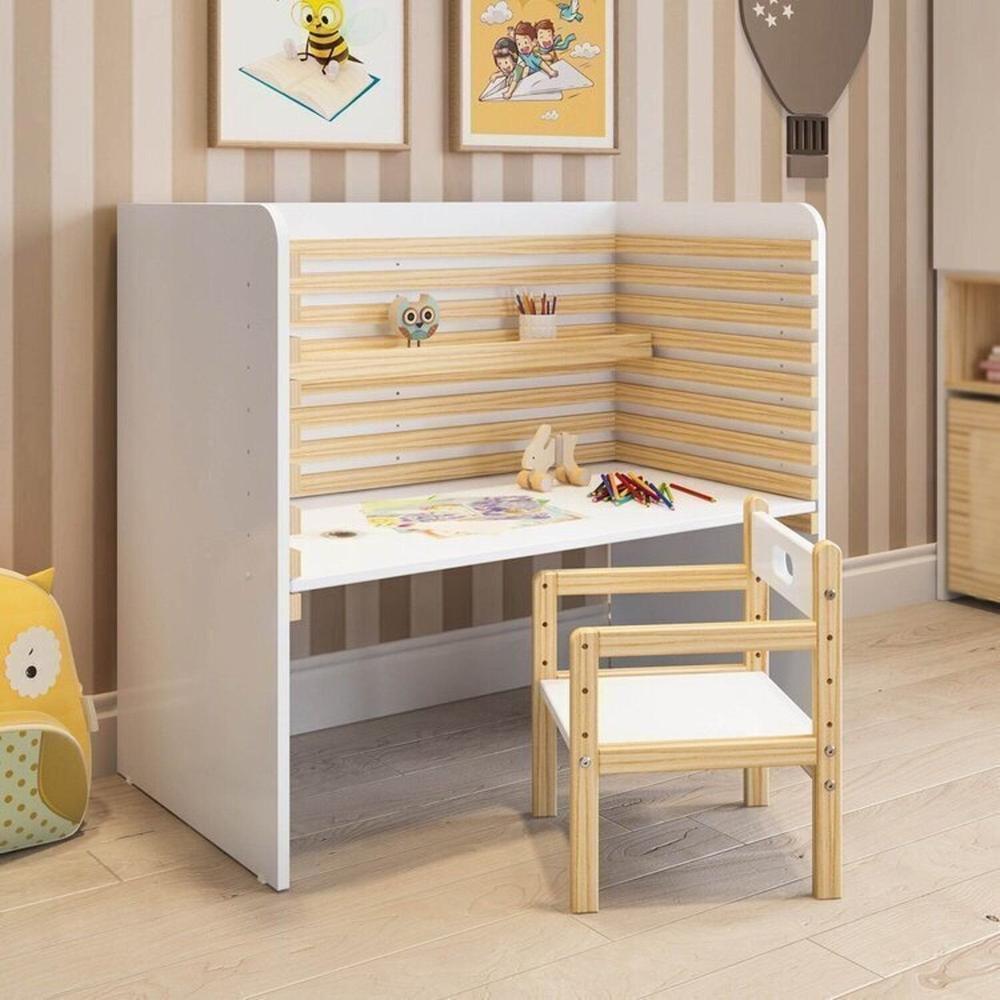 Conjunto Infantil com Escrivaninha e Cadeira Evolutiva Wave Casatema Branco/Marrom