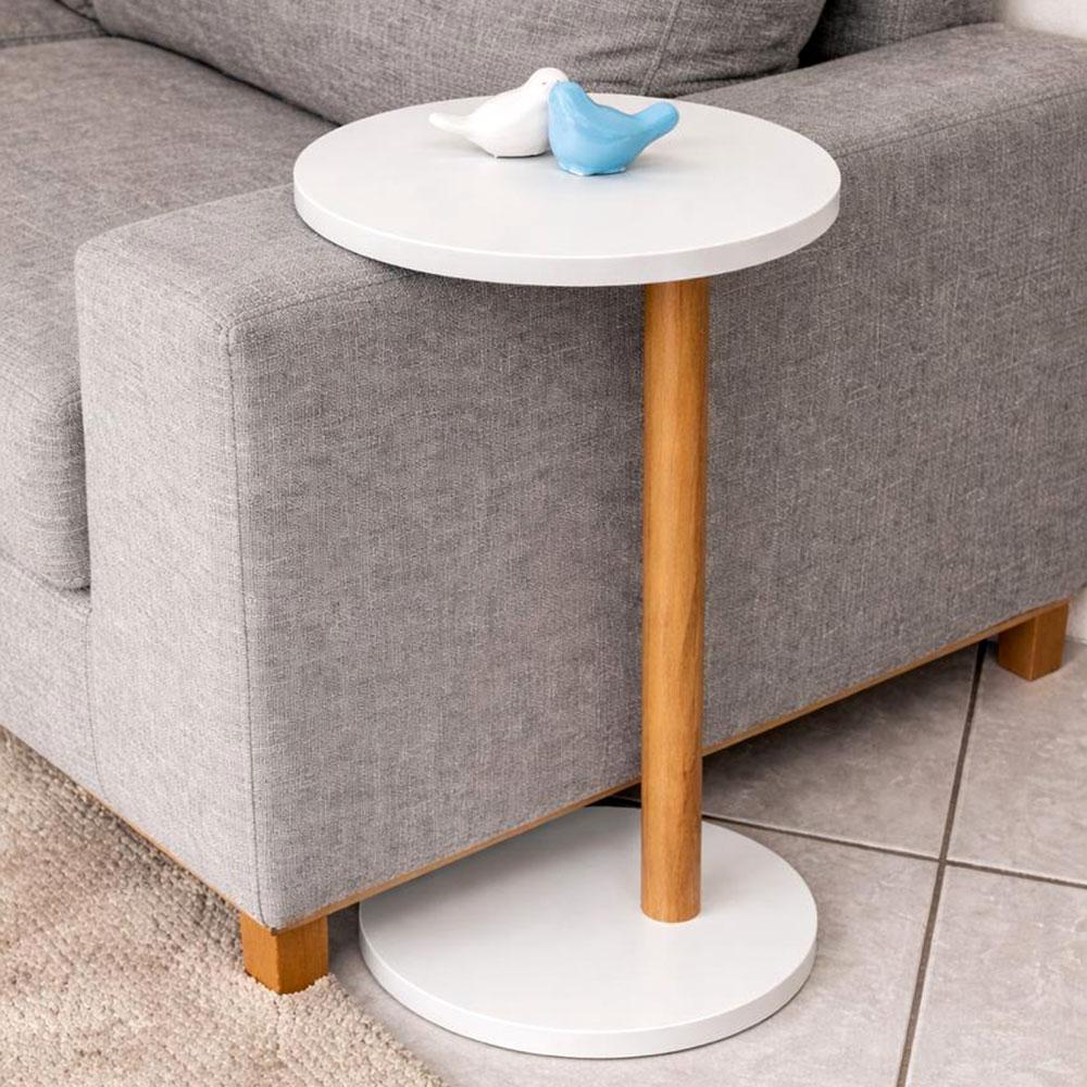 Mesa De Apoio Lateral Redonda Monopé Para Sofá e Cama