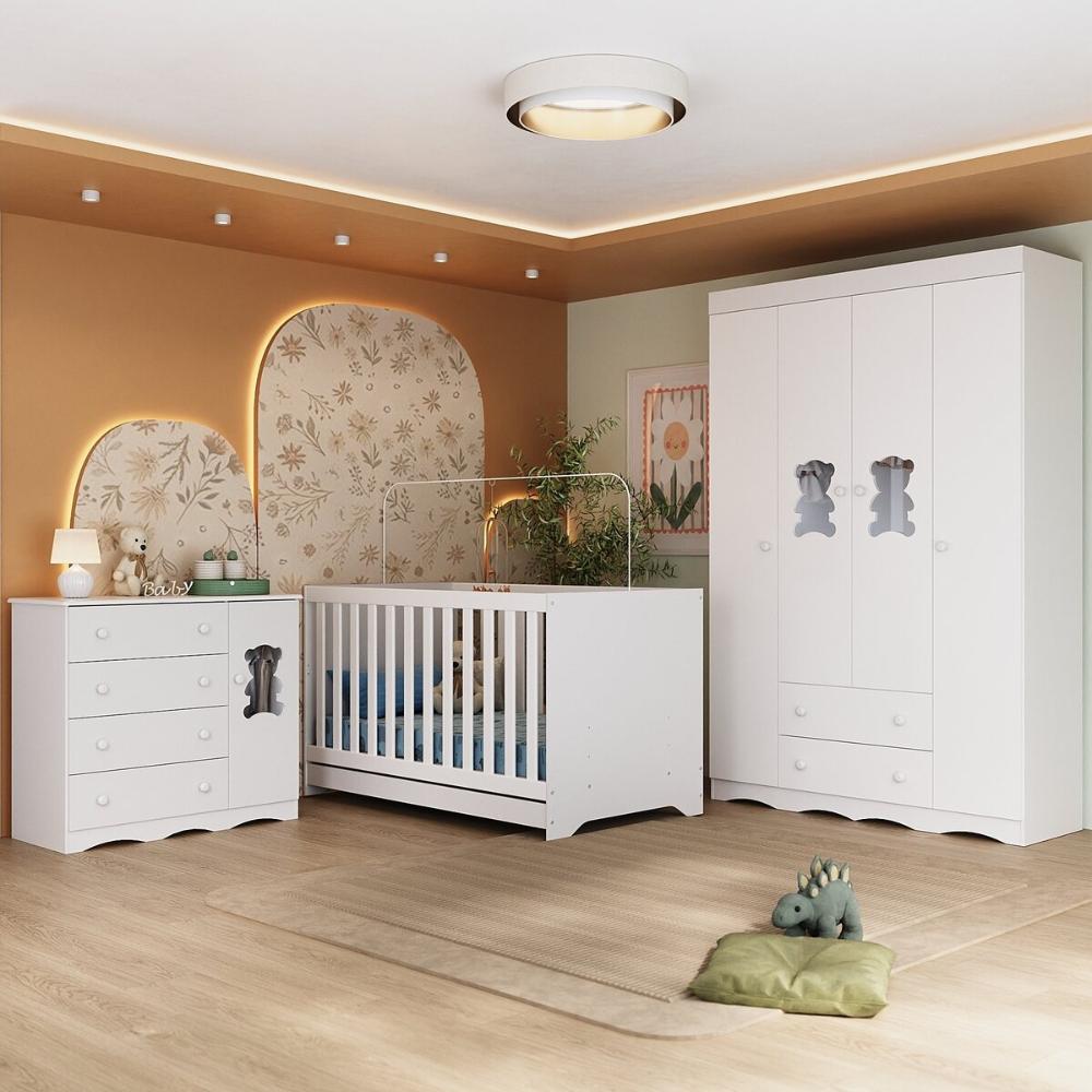 Quarto de Bebê Completo com Berço Americano 3 em 1 Doçura Multimóveis MP4646