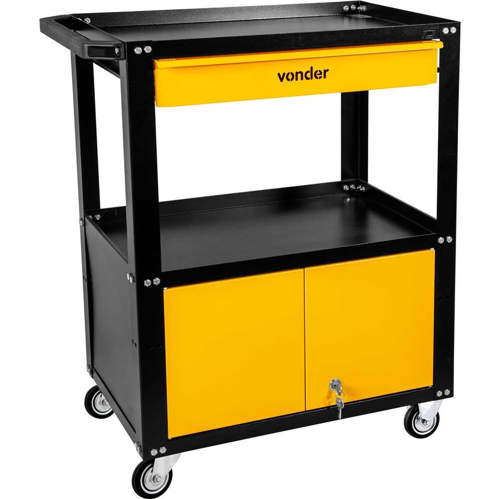 Carro Para Ferramentas 80kg Aço Carbono 600x400x850mm Vd2018 Nove54 Com 1 Gaveta E 2 Portas