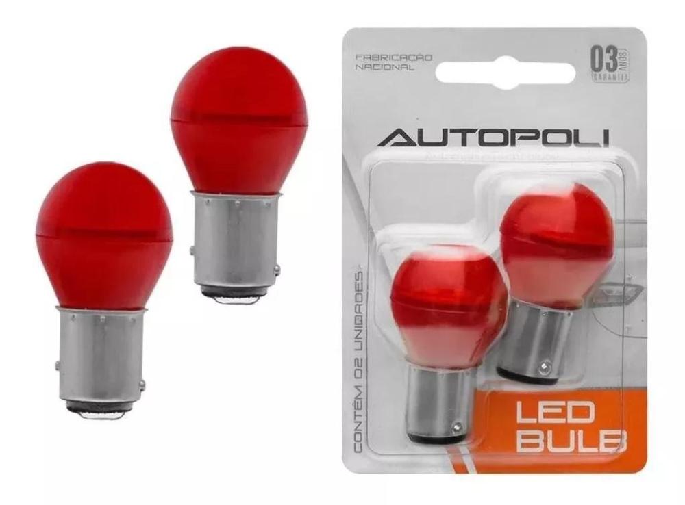 Par Lâmpadas Bay15d 2 Polos Vermelho Luz De Freio Automotivo