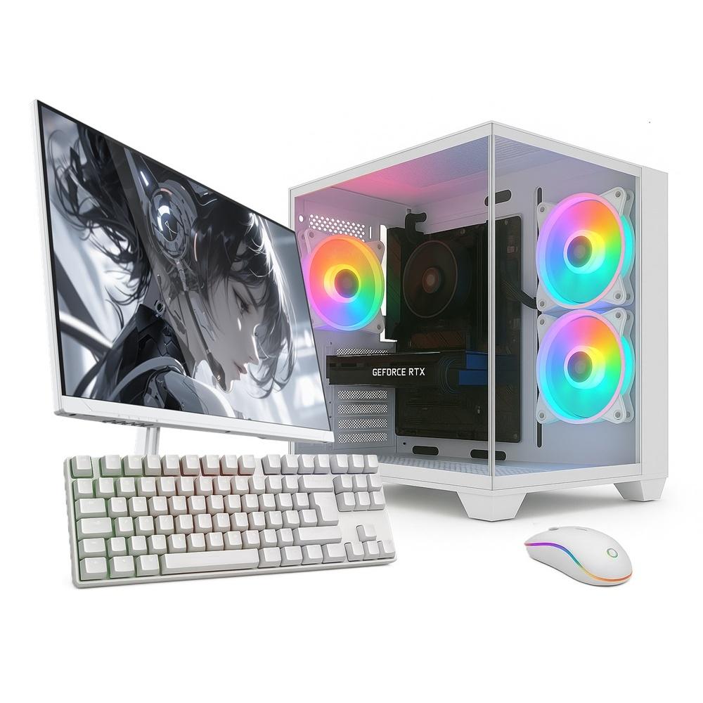 PC Gamer Completo Skill Apex Series, AMD Ryzen 5 5500, Radeon RX 580 8GB, 16GB DDR4, SSD 512GB M.2, Monitor LED 24" 180Hz, Branco SAS008