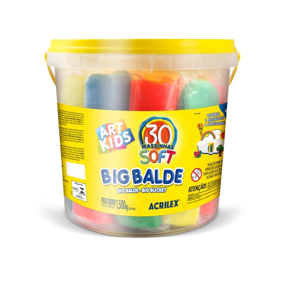 Big Balde soft massa de modelar com 30 massinhas Acrilex