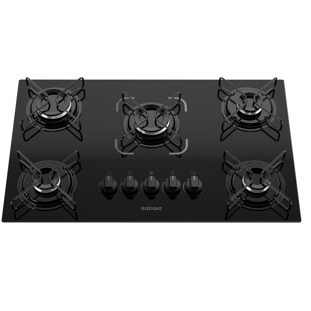 Cooktop Vidro Temperado 5 Bocas Essencial Preto Itatiaia Bivolt