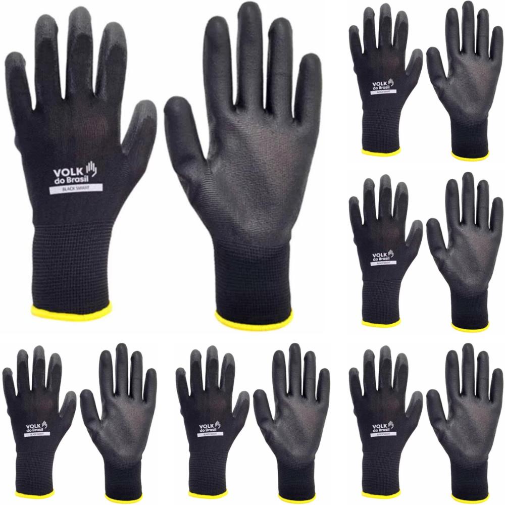 Kit Com 12 Luva de Segurança Tátil Black Smart Volk