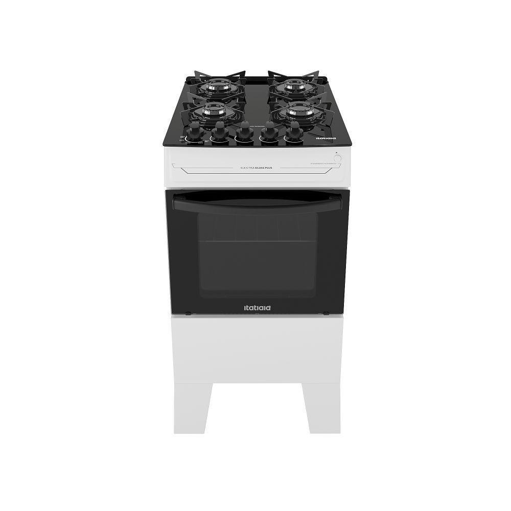 Fogão 4 Bocas Itatiaia Vidro Temperado Electra Glass Plus Branco Bivolt - 3700000485