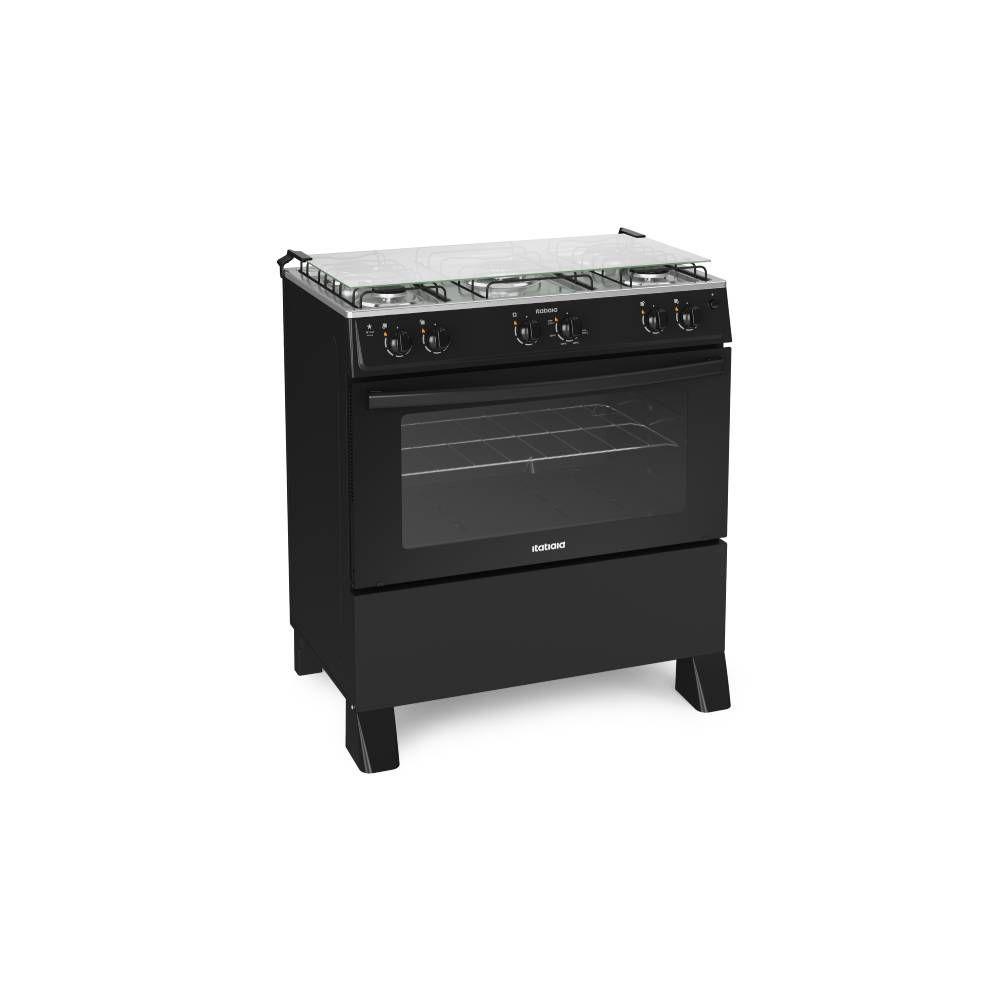 Fogão Itatiaia Star New 5 bocas Automático com Mesa de Inox Preto - Bivolt