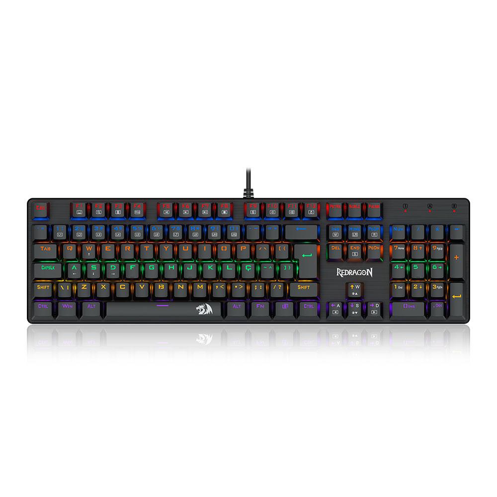 Teclado Mecânico RGB Redragon Valheim Switch marrom K608-R