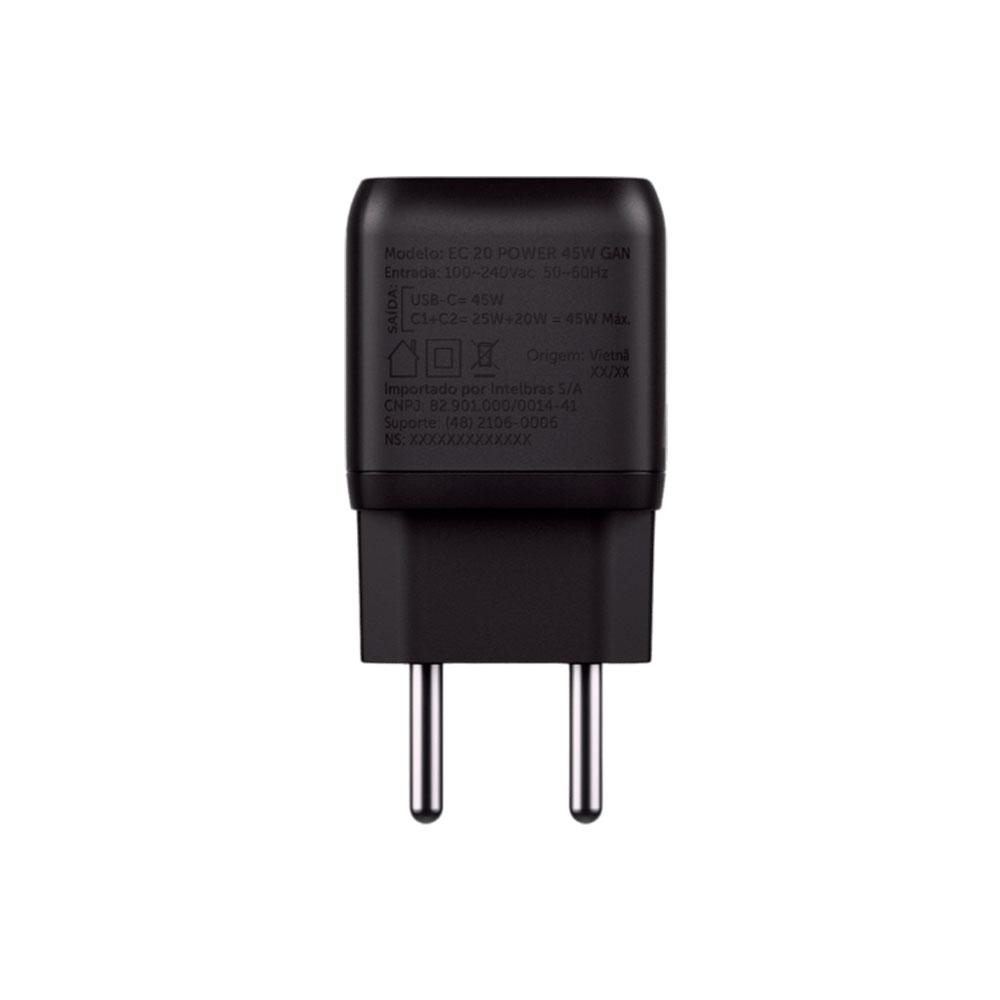 Carregador Turbo 45W GaN EC 20 POWER Preto Intelbras