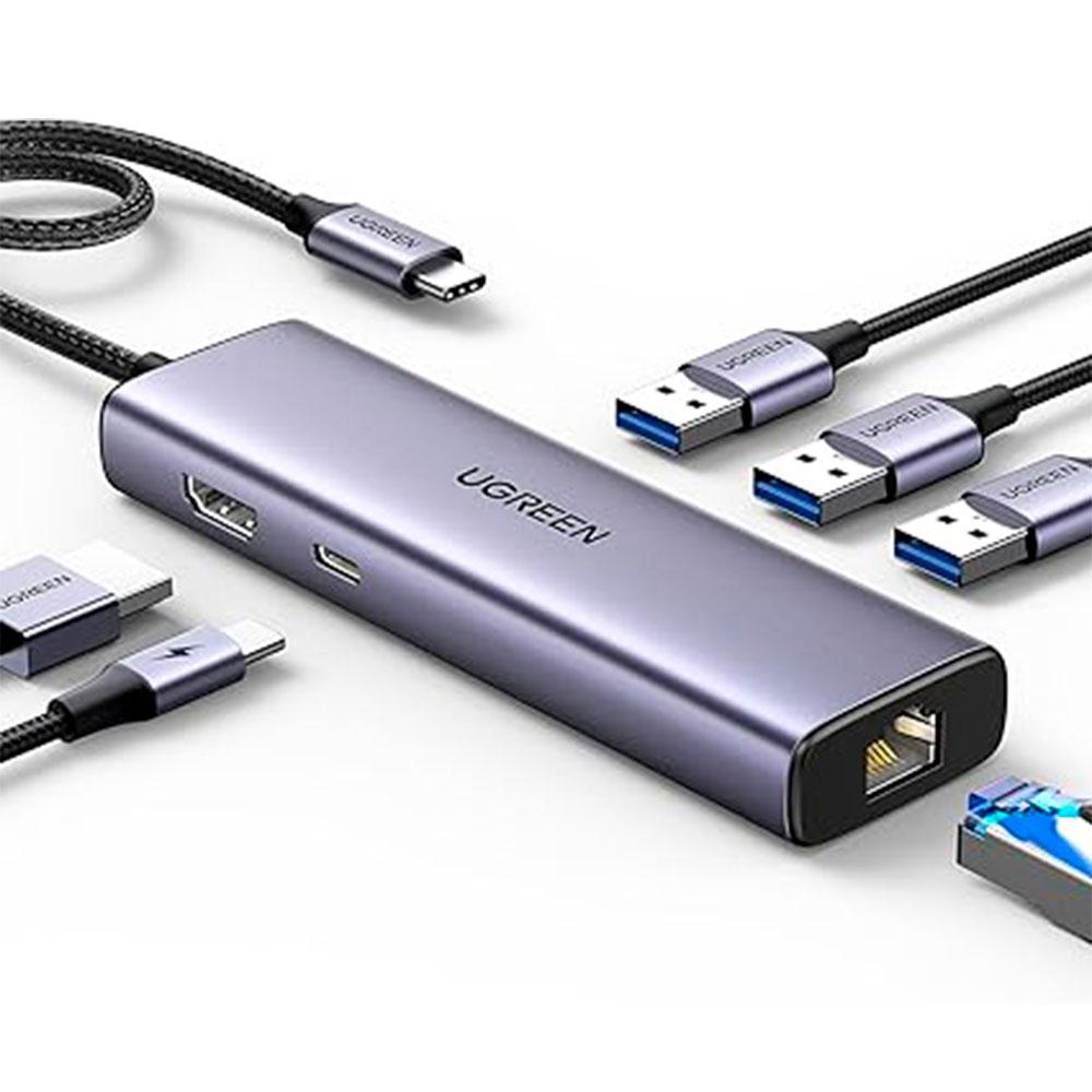Hub Usb Ugreen Com Rj45 Giga hdmi 3p Usb-a 3.0 usb-c 100w - Cm512