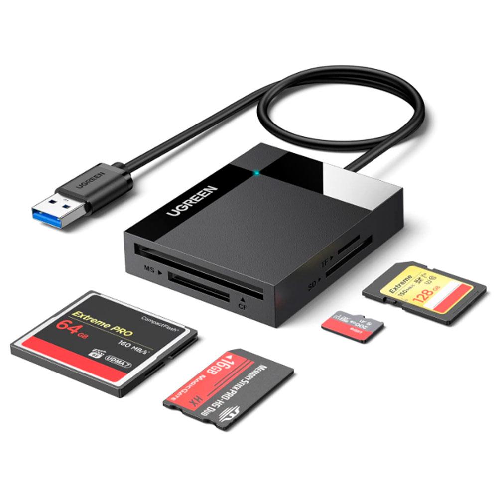 Leitor De Cartao Sd Ugreen 4 Portas E Usb-a De 5gbps Preto - Cr125