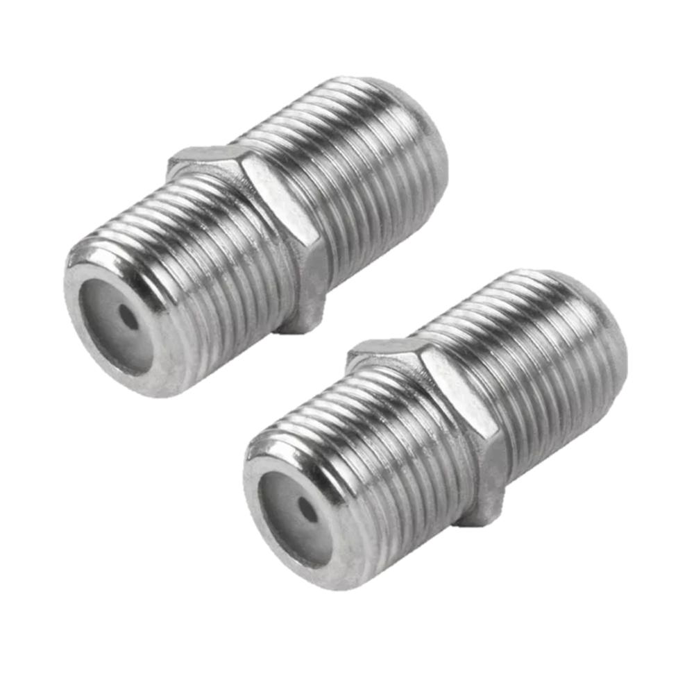 Kit 2 Emenda Conector Fêmea Para Cabo Coaxial Antena Sinal Televisão Rg59 Rg6 Adaptador De Aço