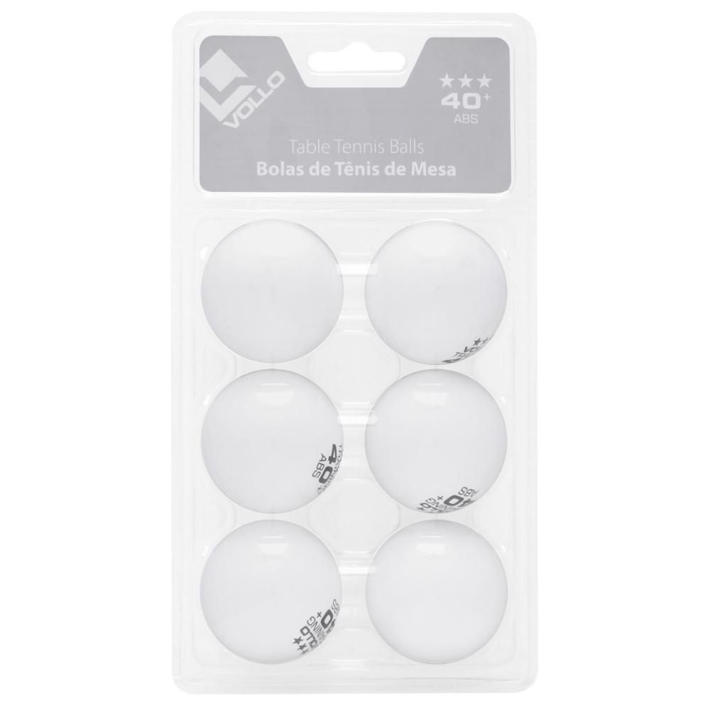 Bola de Tênis de Mesa Vollo ABS Training 3 Estrelas com 06 Unidades Branca