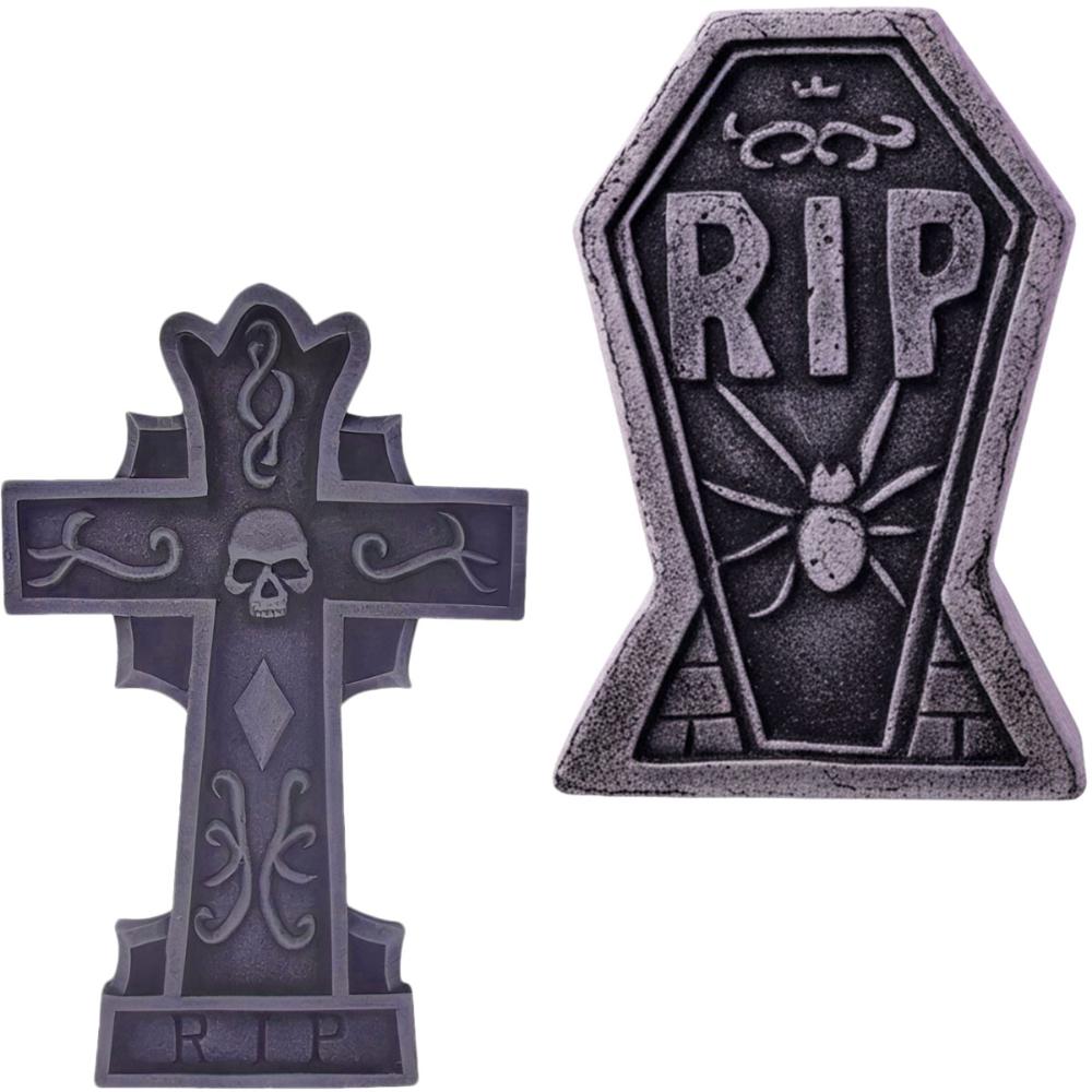 Kit 2 Lápides de Halloween Realista e com Relevo