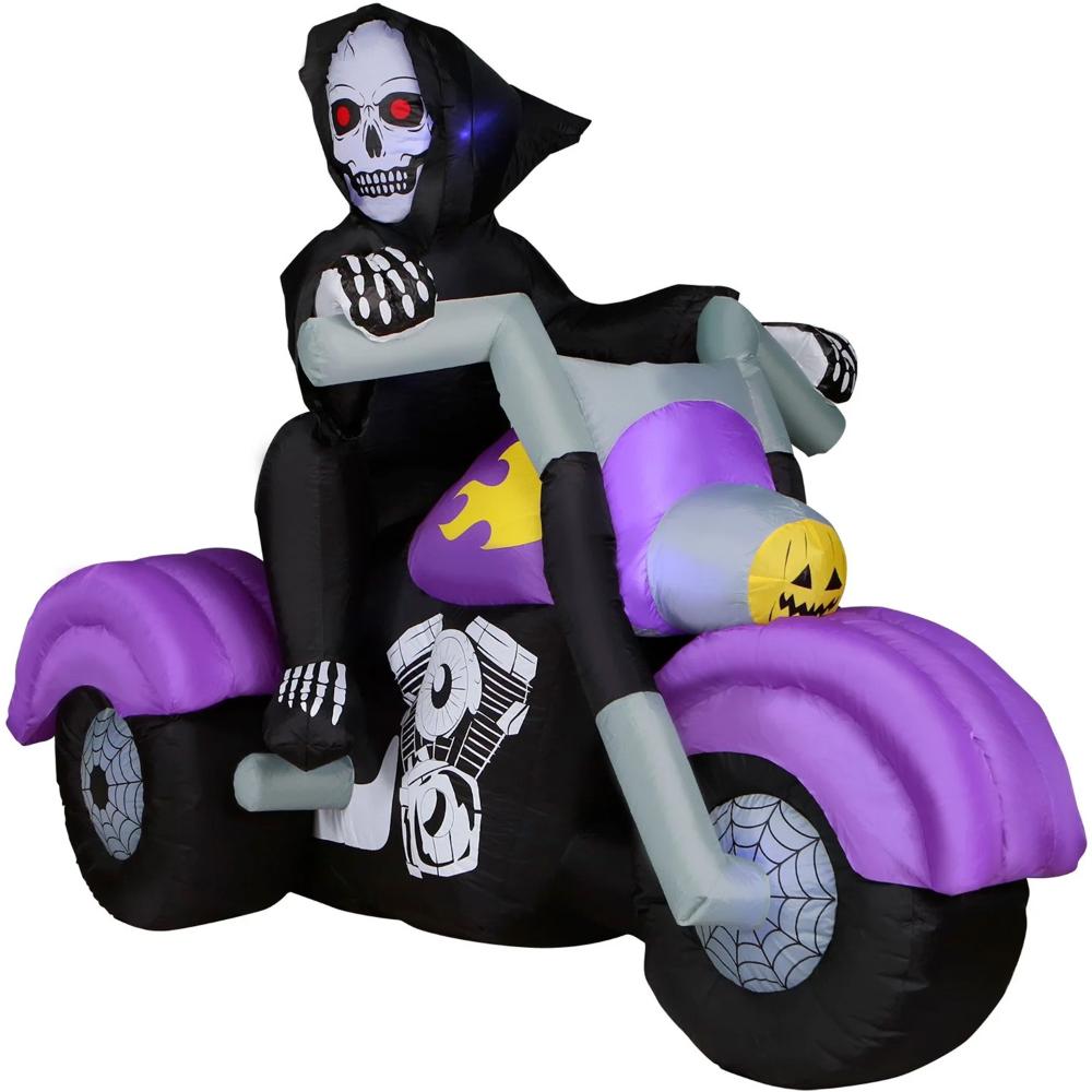 Inflável de Halloween Morte em Moto Gigante 2,44m com Led