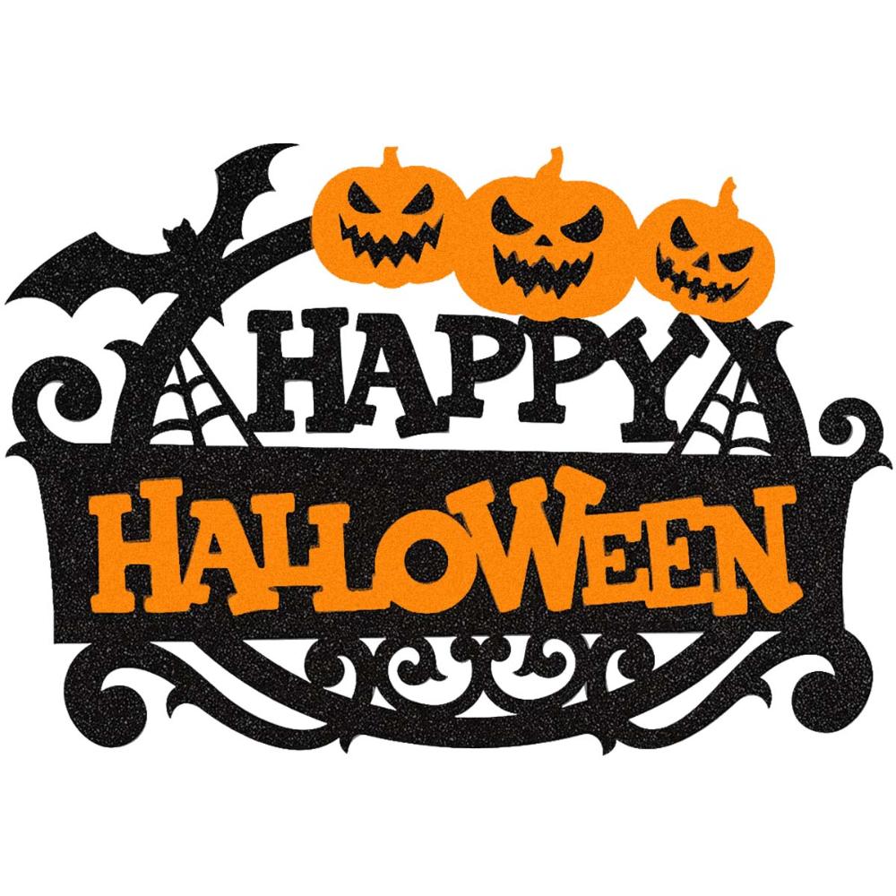 Painel Happy Halloween Decoração Grande em EVA 3D com Glitter