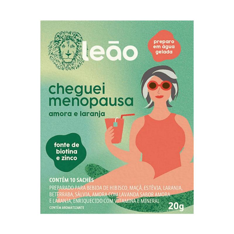 Chá Leão Cheguei Menopausa Amora e Laranja 10 Sachês 20g